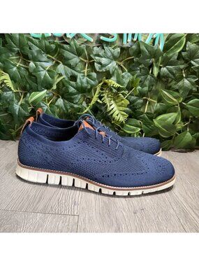 Cole Haan Zerogrand Stitchlite Wingtip Blue Oxford Mens Shoes  Size 11